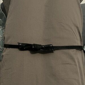 Black Patent Leather Belt with Bow Accent - size M
